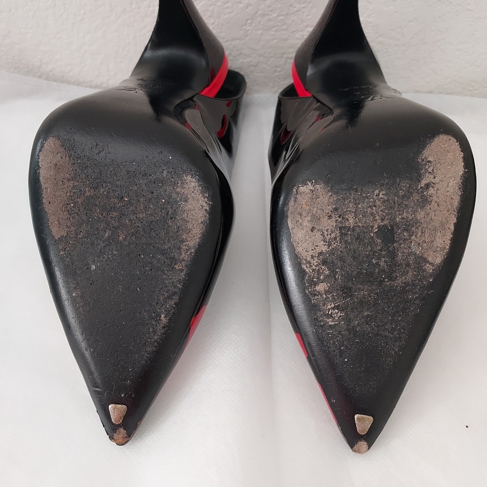 Louis Vuitton sling back patent leather black and fuschia pumps - Picture 11 of 12